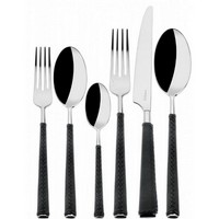 photo DUETTO Cutlery Service - 24 Pieces - Leather Handle - Black 1